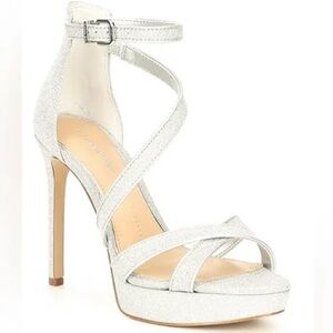 Gianni Bini Glittering Silver Strappy Heels